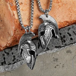 Spartan Roman Helmet Men Necklaces With Pendant Stainless Steel Jewelry For Male Women Punk HipHop Accessories Gifts Wholesale