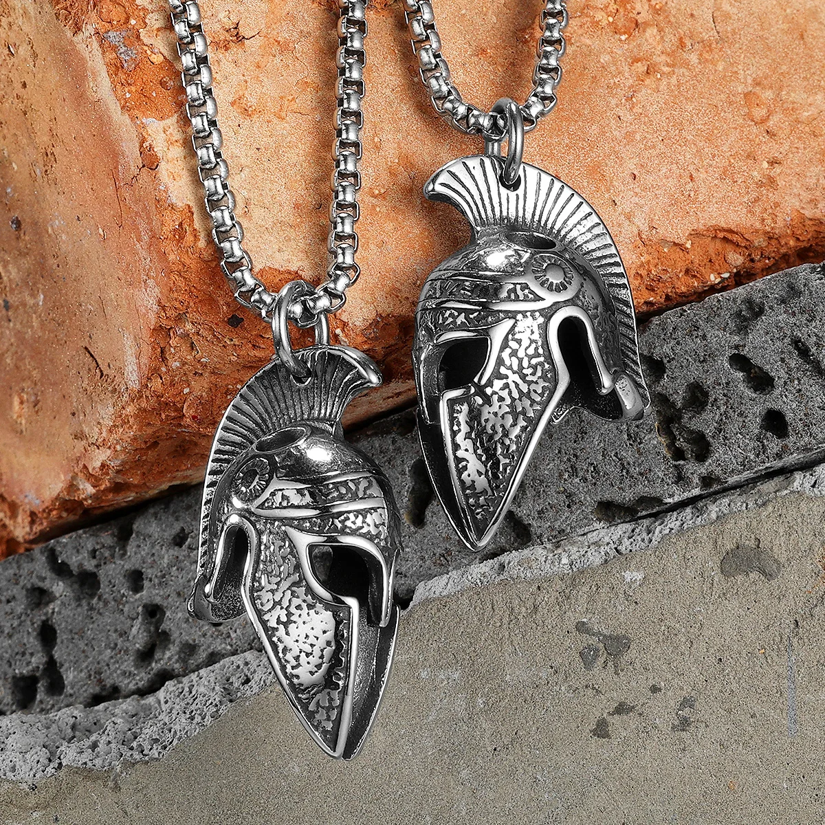 Spartan Roman Helmet Men Necklaces With Pendant Stainless Steel Jewelry For Male Women Punk HipHop Accessories Gifts Wholesale