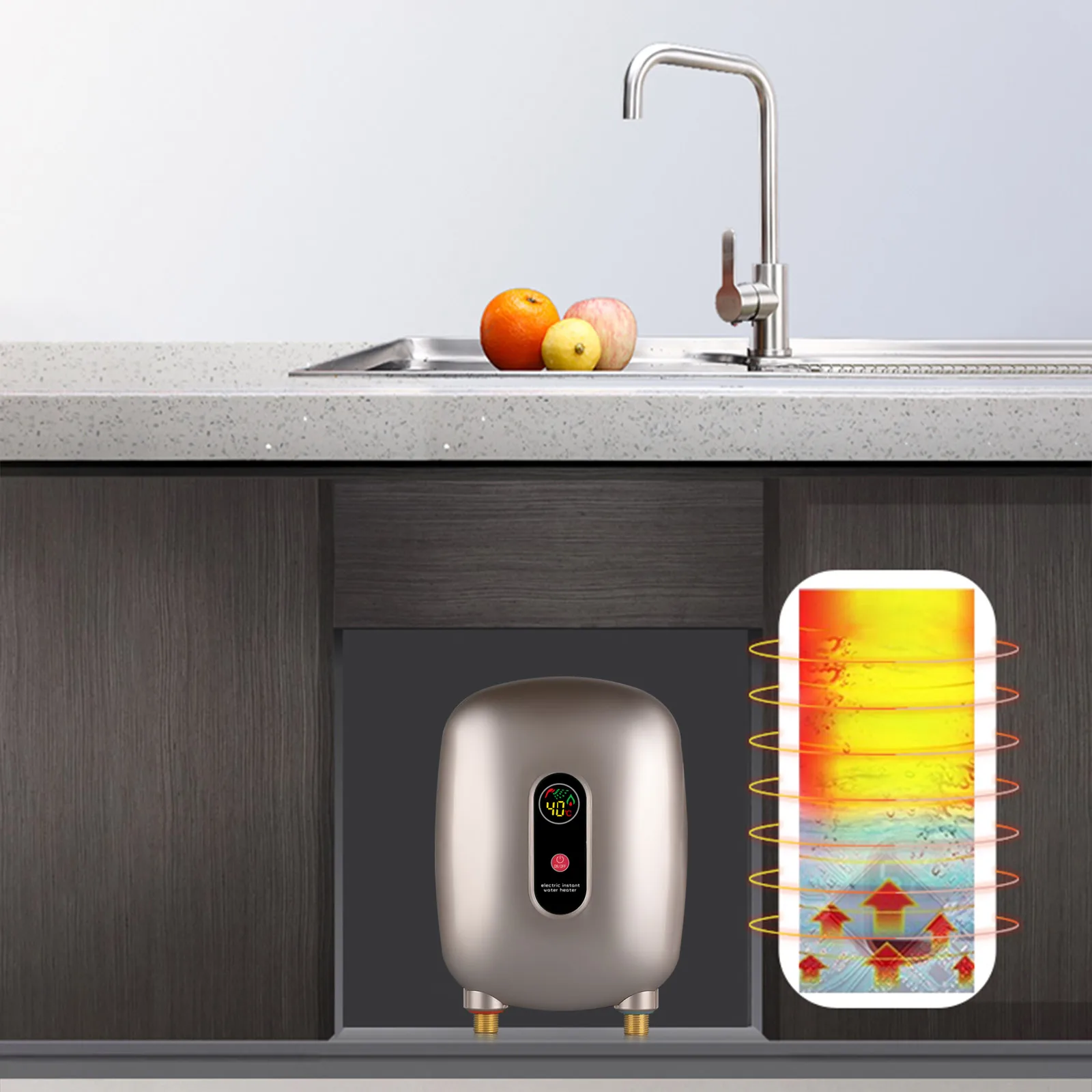 Mini chauffe-eau électrique instantané sans réservoir, douche dorée, robinet de cuisine, 3KW, 110V, HOKitchen