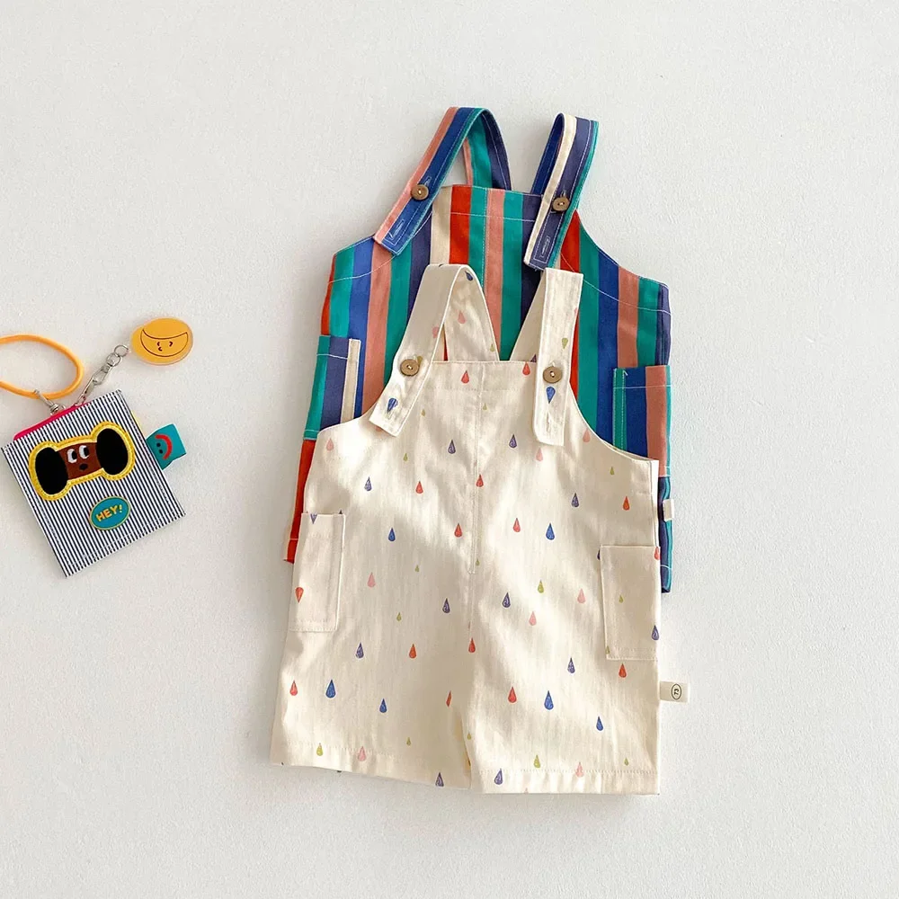 

Unisex Spring Kids Fashion Overalls Polka Dot Striped Jumpsuits Children Play Suit New Clothing