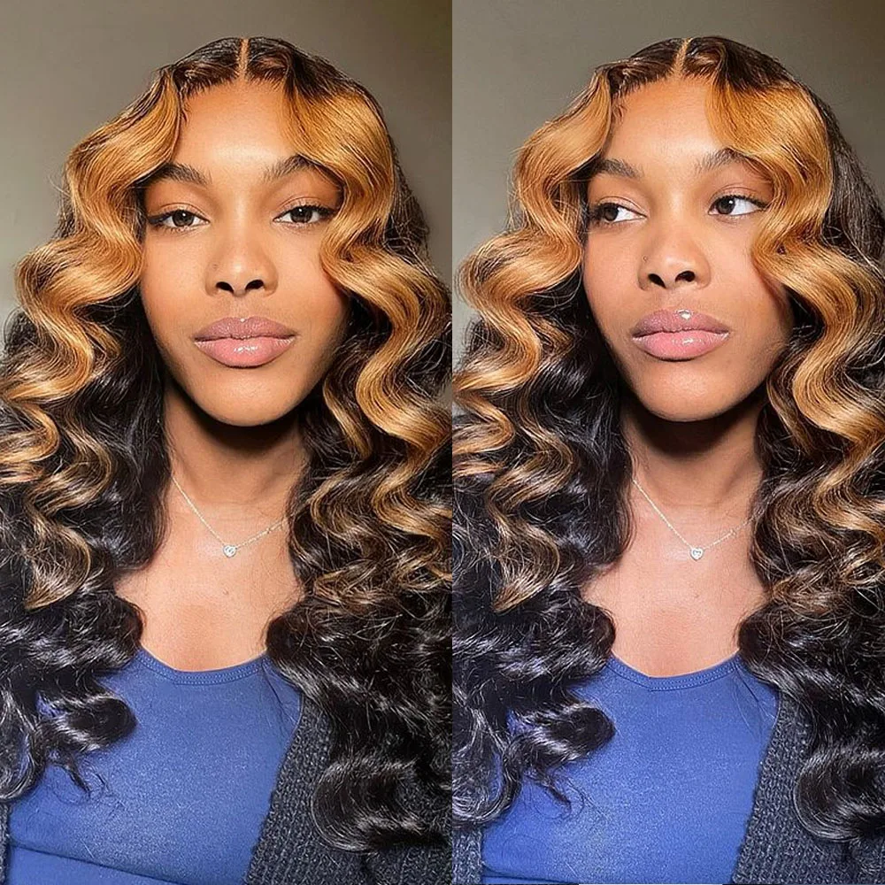 Perruque Lace Front Wig sans colle colorée naturelle-Hd, Deep Wave, 13x6, 13x4, à reflets, pour femmes