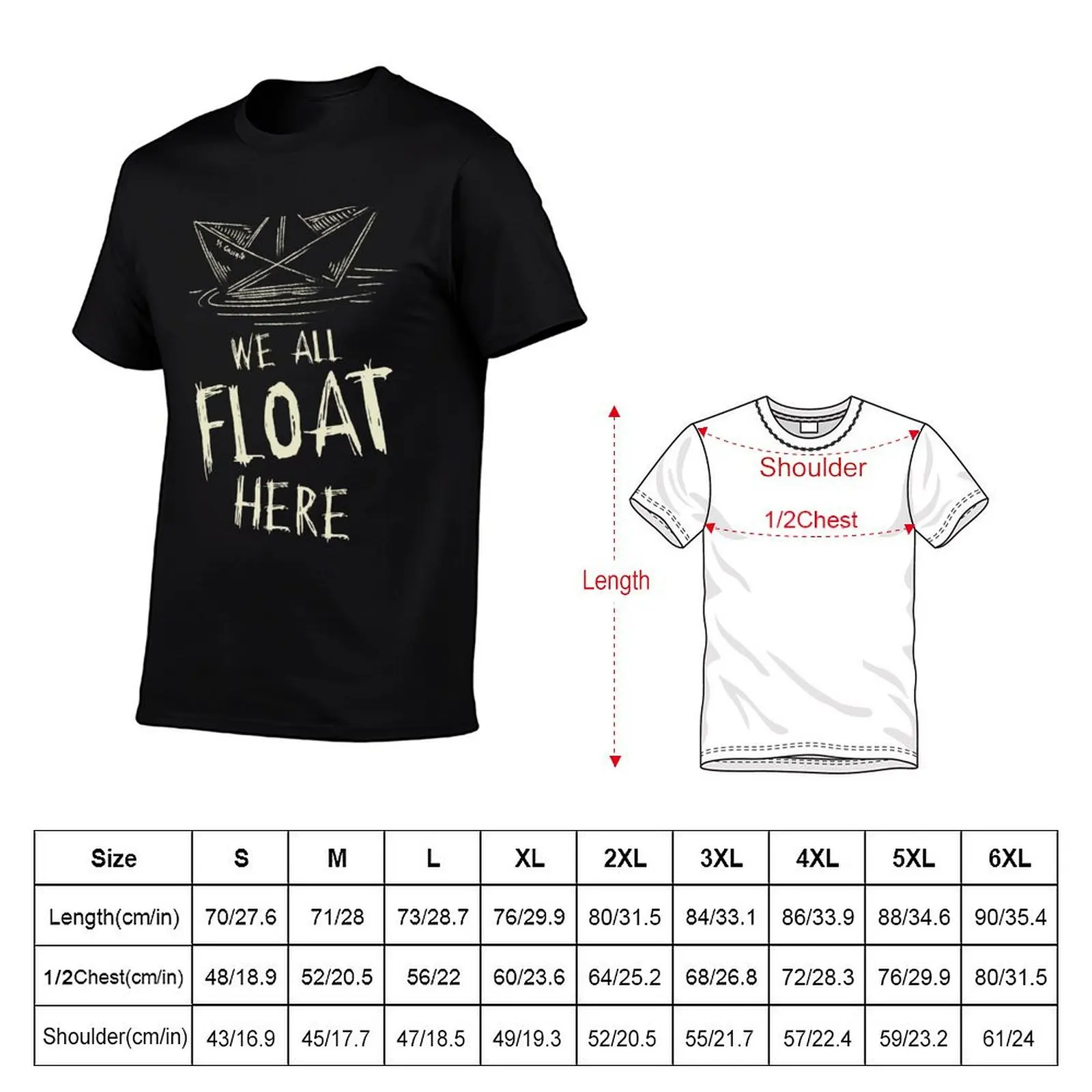 SS Georgie Paper Boat We All Float Here Quote T-Shirt Casual Daily Outfit T-Shirt