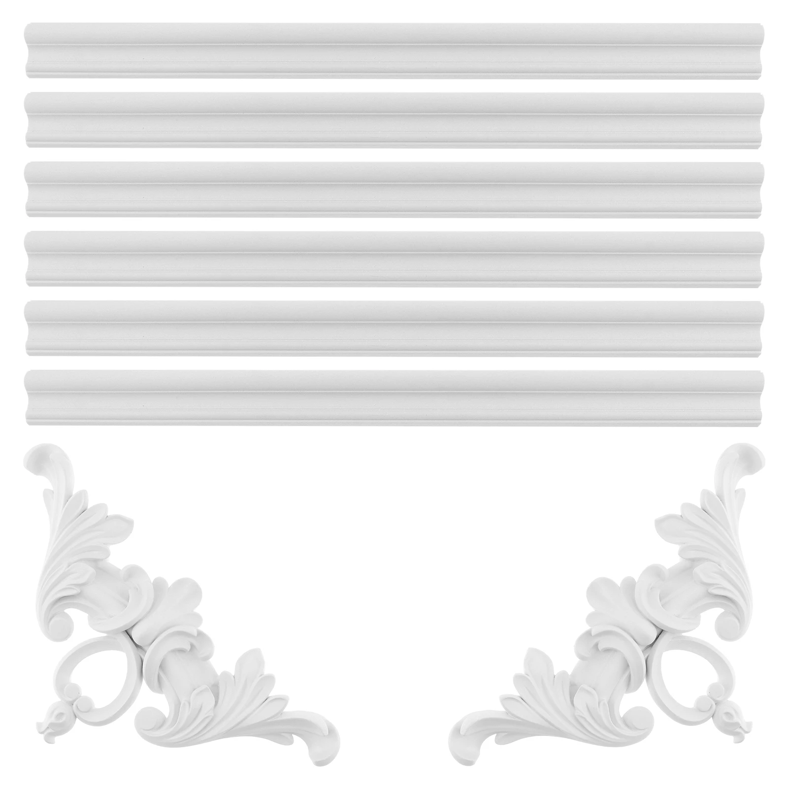 8 pcs PU White Wing Relief Decorative Corner Moldings Building Materials