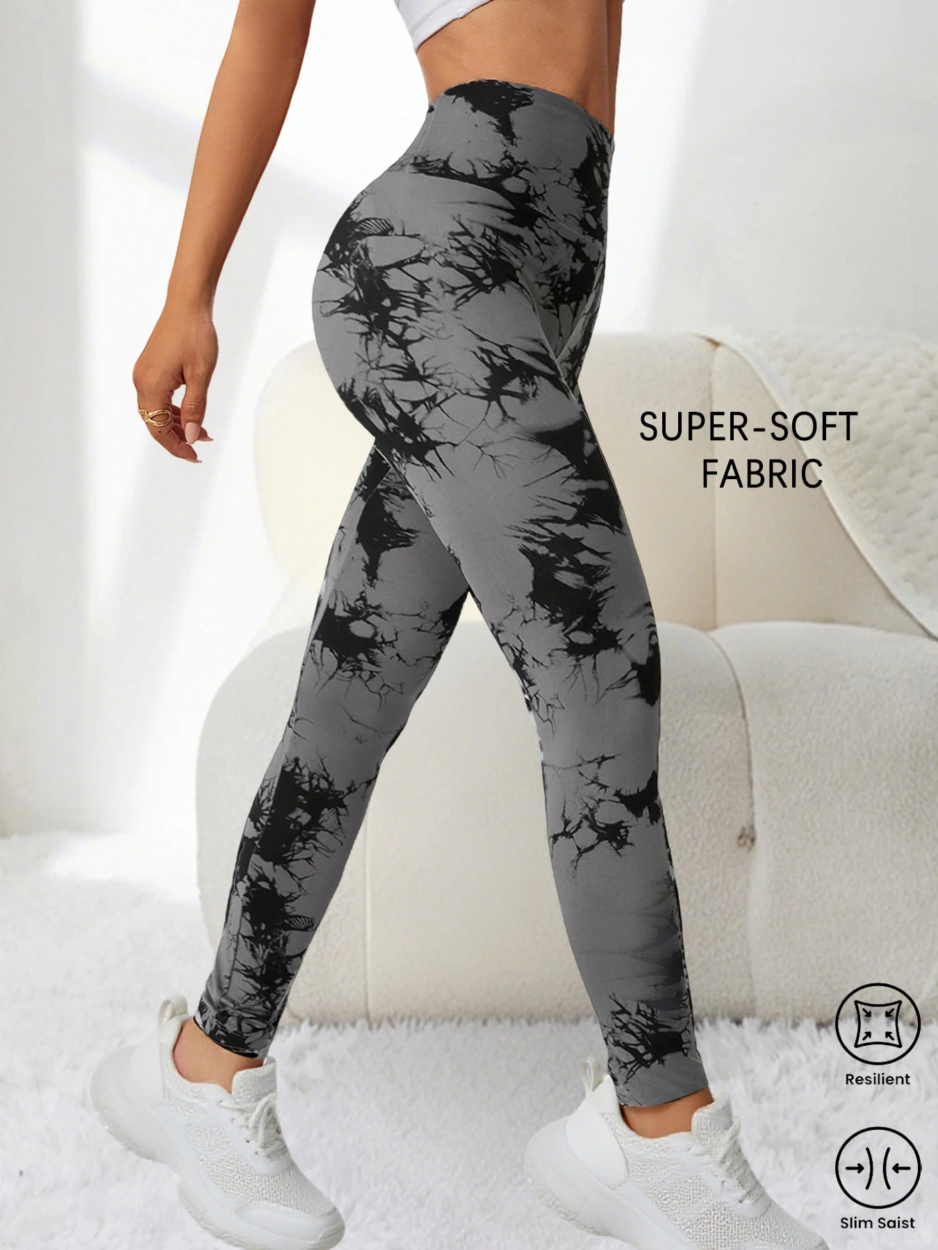 

Супермягкие леггинсы с высокой талией и эффектом тай-дай для женщин: для йоги, бега, спортзала, не просвечивают, спортивные тайтсы для тренировок и фитнеса