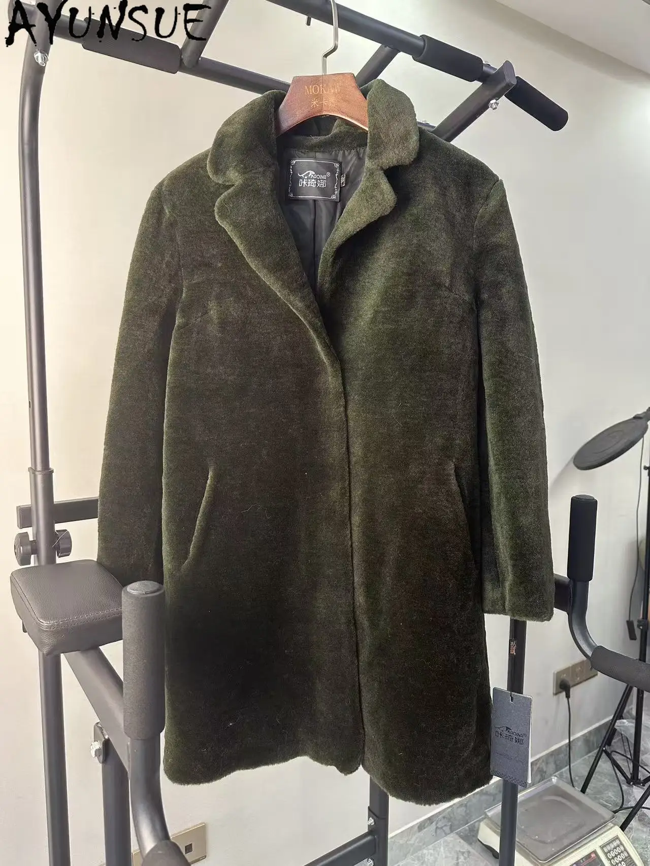 

AYUNSUE Real Wool Jacket Men Warm Winter Clothes Mid-length Mens Coat Unique Coats Promotion Minor Flaws No Refund No Exchange