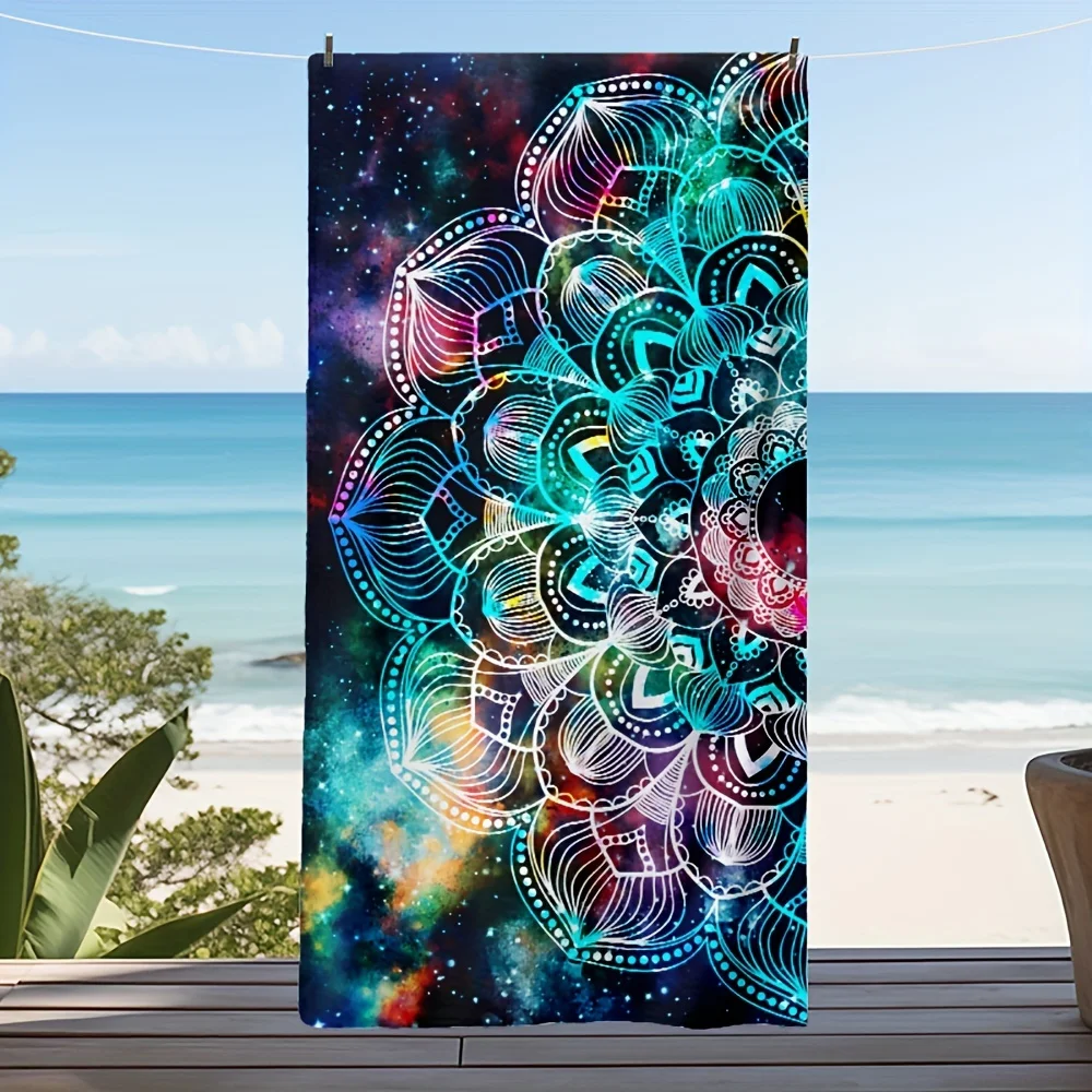 Microfiber Beach Towel Exquisite Prints Thin Quick Dry Absorbent Oversized Towel for Beach Swimming Camping Yoga Bath Sports
