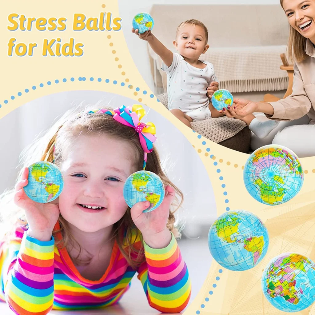 12 Stück Mini-Erdkugel, Fingerübungsball, PU-Kugel zum Drücken, Lernspielzeug, Schaumstoff-Druckball, Geschenk für Jungen und Mädchen – Detail 5