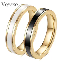 4MM New Fashion Ceramic Rings Jewelry for Women Man Smooth Single Groove Stainless Steel Ring Engagement Gift Wholesale