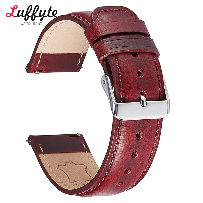 Vintage Retro Oil Wax Genuine Leather Watch Strap 20mm 22mm Watchband Universal Cowhide Leather Straps Quick Release Bracelets