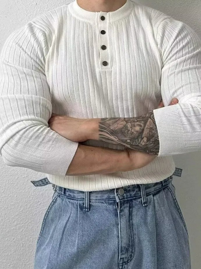 

Американский мужской трикотажный свитшот с воротником хенли, облегающий, эластичный, с длинными рукавами, для мужчин с развитой мускулатурой, для фитнеса и тренировок.