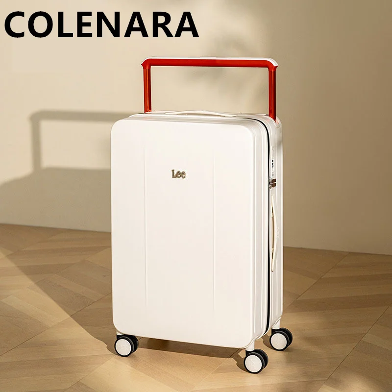 COLENARA Luggage New PC Boarding Box 20"22"24 Inch Trolley Case USB Charging Password Box with Cup Holder Rolling Suitcase