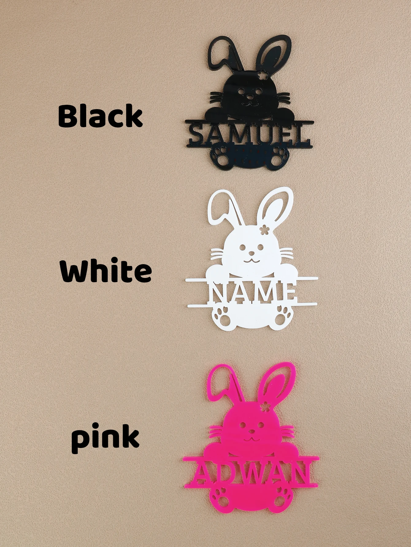 Custom Name Easter Bunny Decor, Personalized Rabbit Name Place Card, Customized Easter Basket Stuffers, Festive Ornament,
