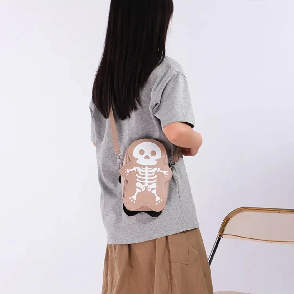 

Funny PU Leather Skeleton Shoulder Bag 3D Large Capacity Halloween Crossbody Bag Lightweight All-Match Cute Ghost Purse Festival