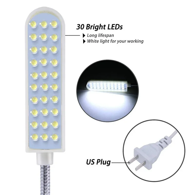 Imagem -03 - Iluminação Led Industrial para Máquina de Costura Luzes Noturnas Casa com Magnético Flexível Ajustável para Base Lâmpadas de Trabalho Adsorvido 10 20 30