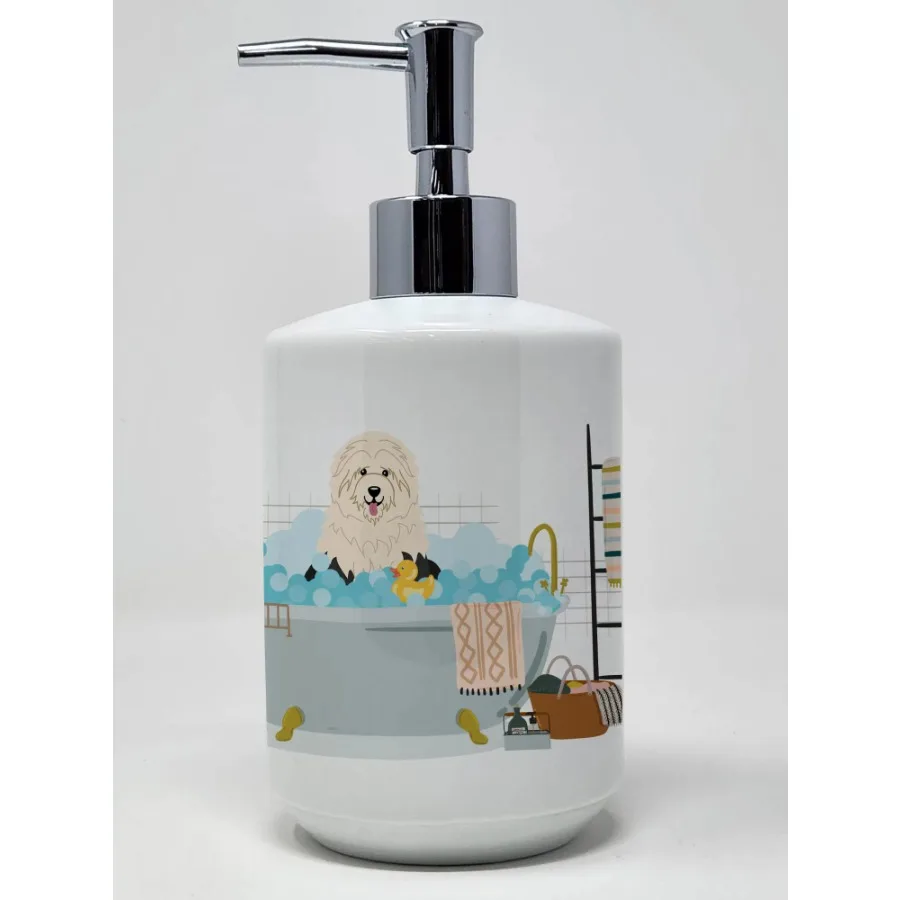 

Old English Sheepdog in Bathtub Ceramic Soap Dispenser Hand Soap Dispenser Pump Bottles for Bathroom Kitchen Empty Refillable L