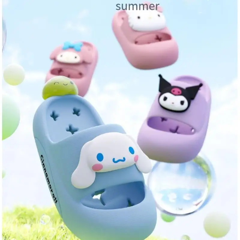 

Sanrio Hello Kitty, новые стильные детские тапочки, летние милые нескользящие детские сандалии для ванной комнаты для девочек, удобные износостойкие