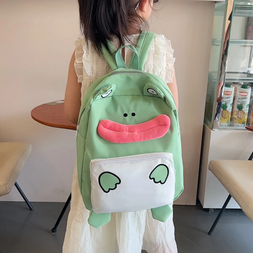 

Cute Polyester Little Frog Backpack Storage Large Capacity Doll Schoolbag Storage Bag