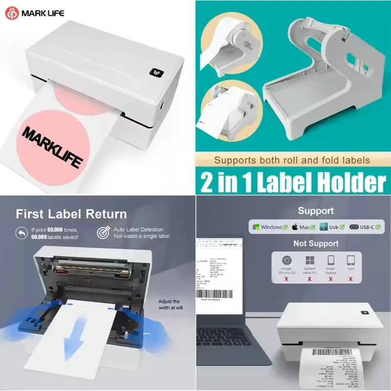 Portable Round Sticky Barcode Label Printer High-Quality Thermal Sticker Label Machine For Small Business Barcode Printing