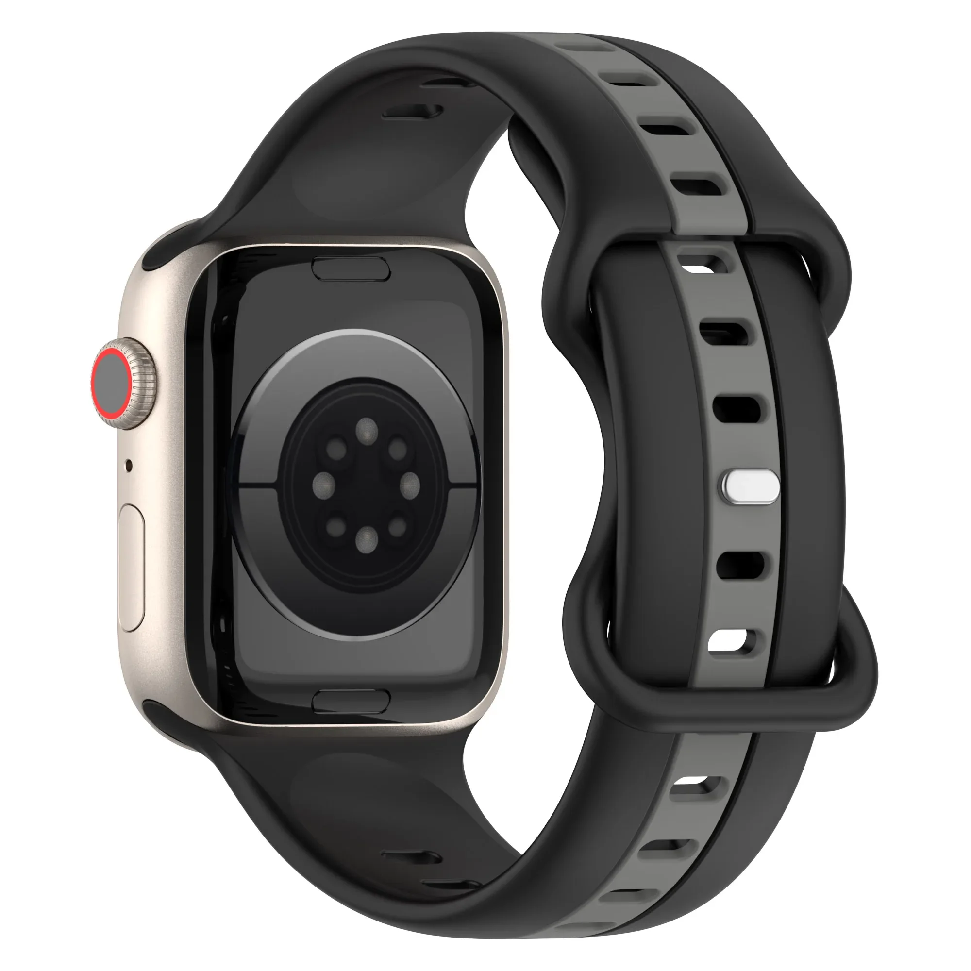 Tali silikon untuk jam tangan Apple, 10 42/46mm gelang 49mm 45mm 41mm 44mm 40mm 42mm dua warna gelang iWatch Ultra/2 9 8 7 6 5 4 3 SE