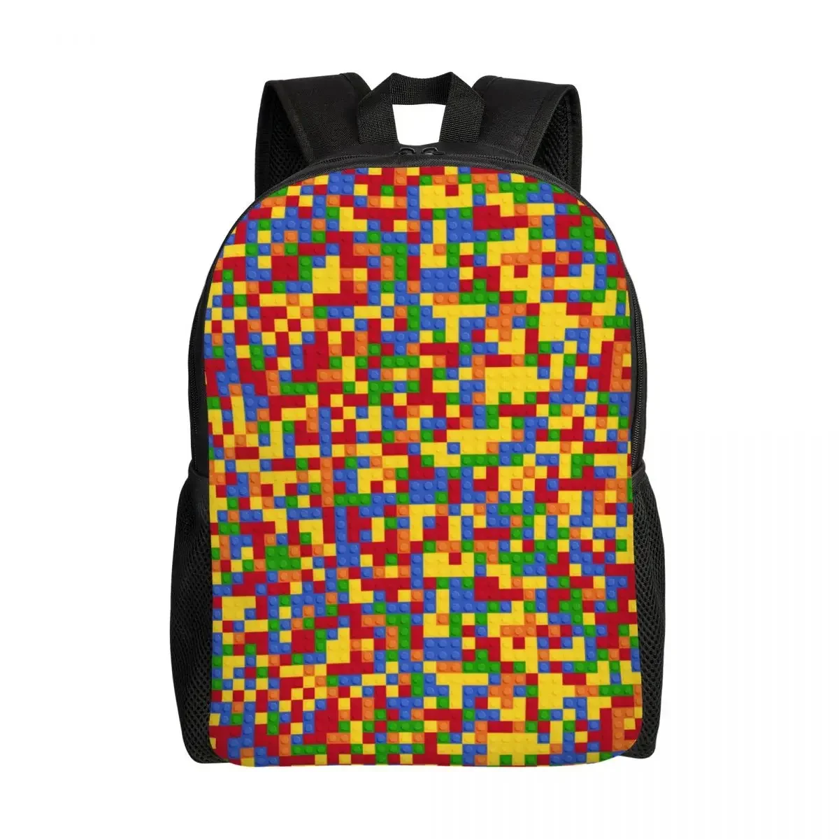 

Custom Colorful Building Plastic Brick Toy Blocks Patterns Laptop Backpack Men Women Bookbag for School College Students Bag