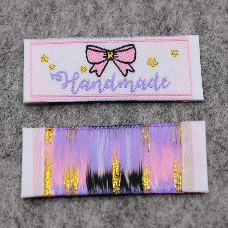100 pcs a lot  colorful handmade label tag clothing woven label main label kids clothing tags custom garment label