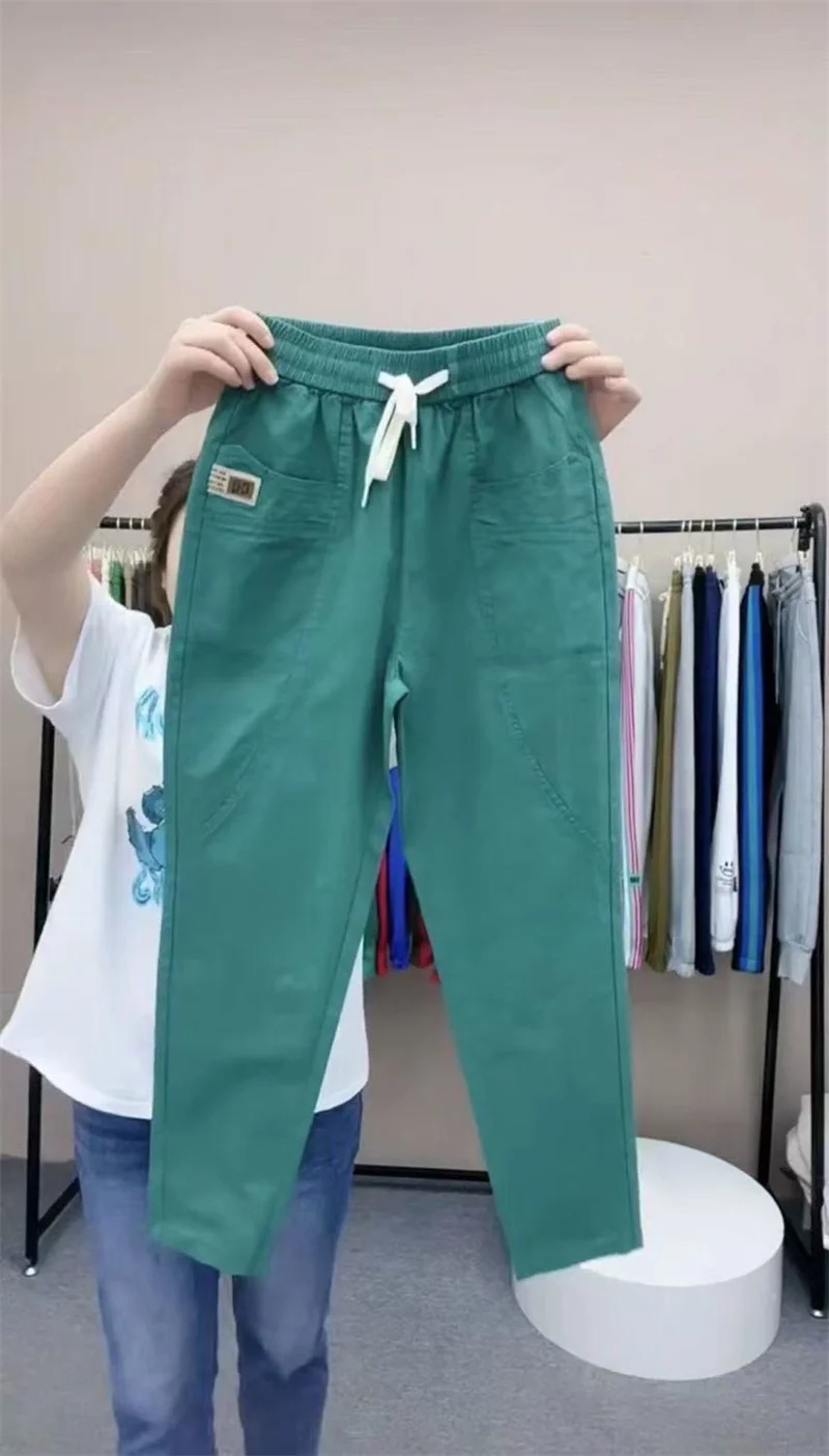 Spring Summer Women's Harem Pants High Waist Straight Casual All-match Pants Women Fashion Loose Cotton linen Trousers Female