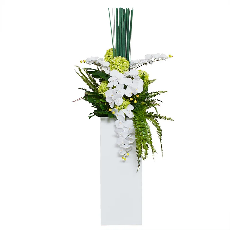 Creative fiberglass fiber reinforced plastic flower arrangement square floor-to-ceiling large vase simple modern home sales