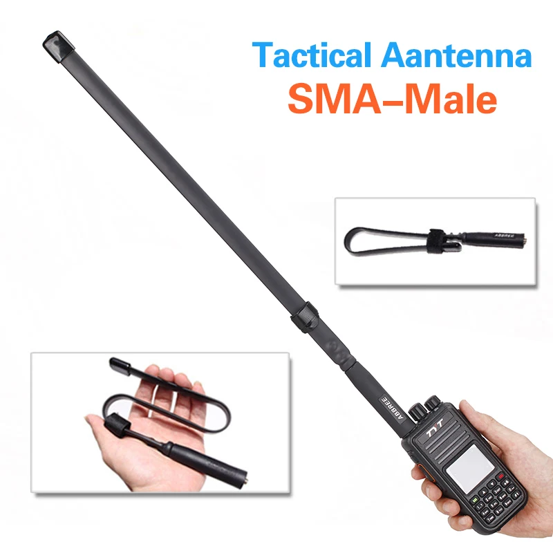 Antenna Telescopica Pieghevole 27MHz Per Radio CB – Connettore SMA Femmina, 7 Sezioni, Lunghezza Max 125 Cm, Argento