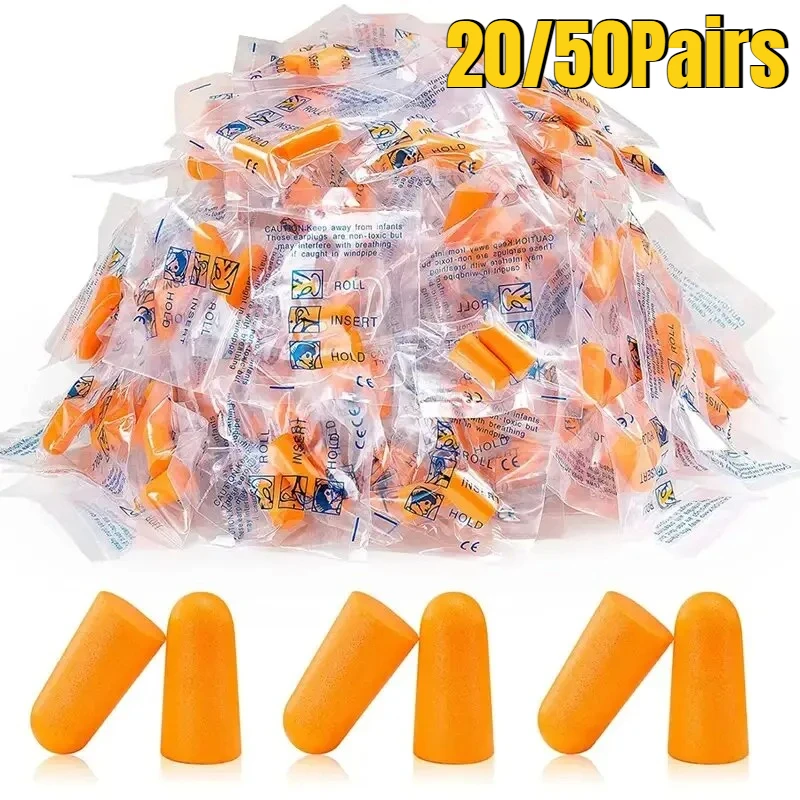

20/50Pairs Double Orange Sound Insulation Earplugs Soft Foam Noise Reduction Earplugs Are Suitable for Sleep Travel Aircraft