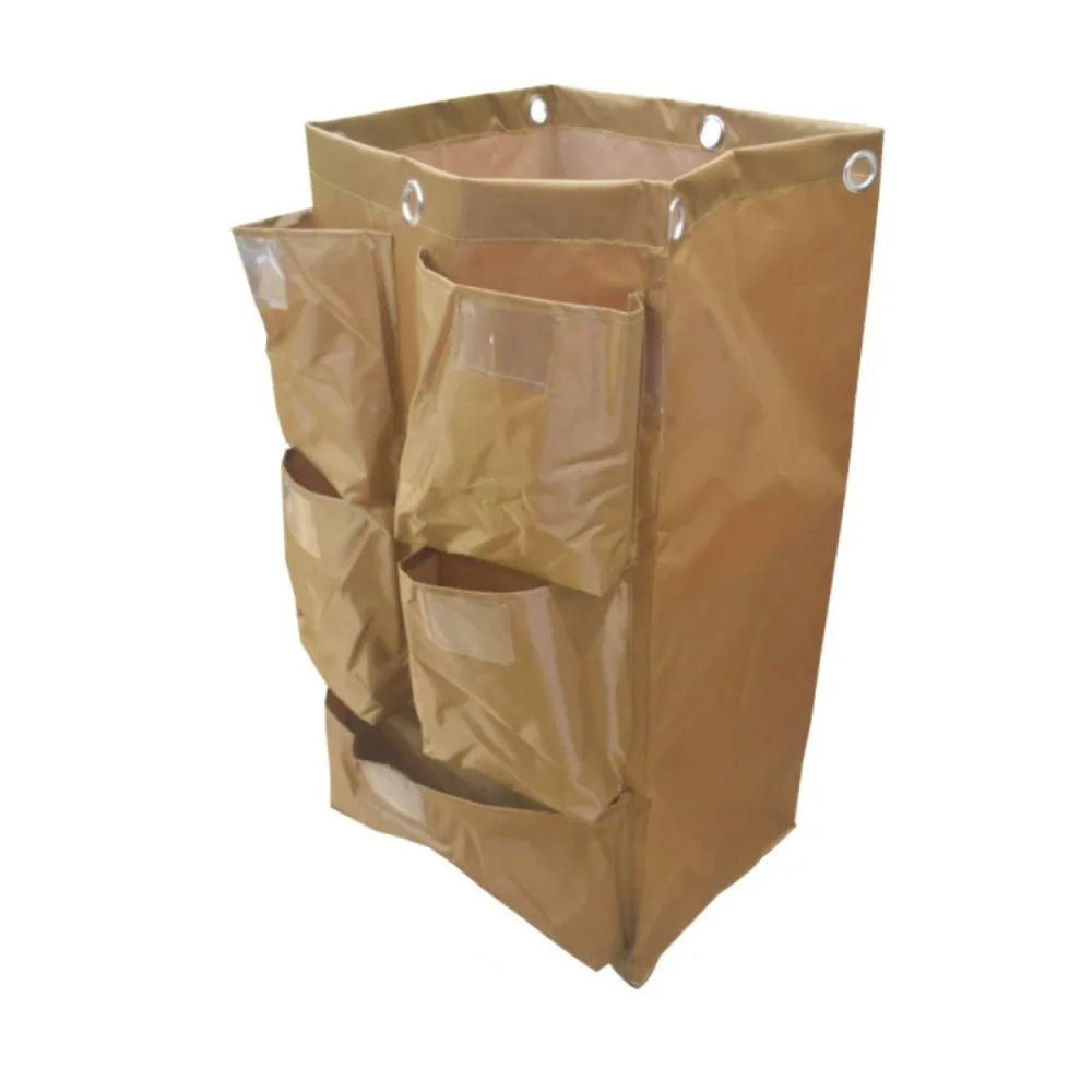 Large Capacity Cleaning Cart Bag Waterproof with 5 Side Pockets Hotel Garbage Bag Multi Functional Oxford Cloth