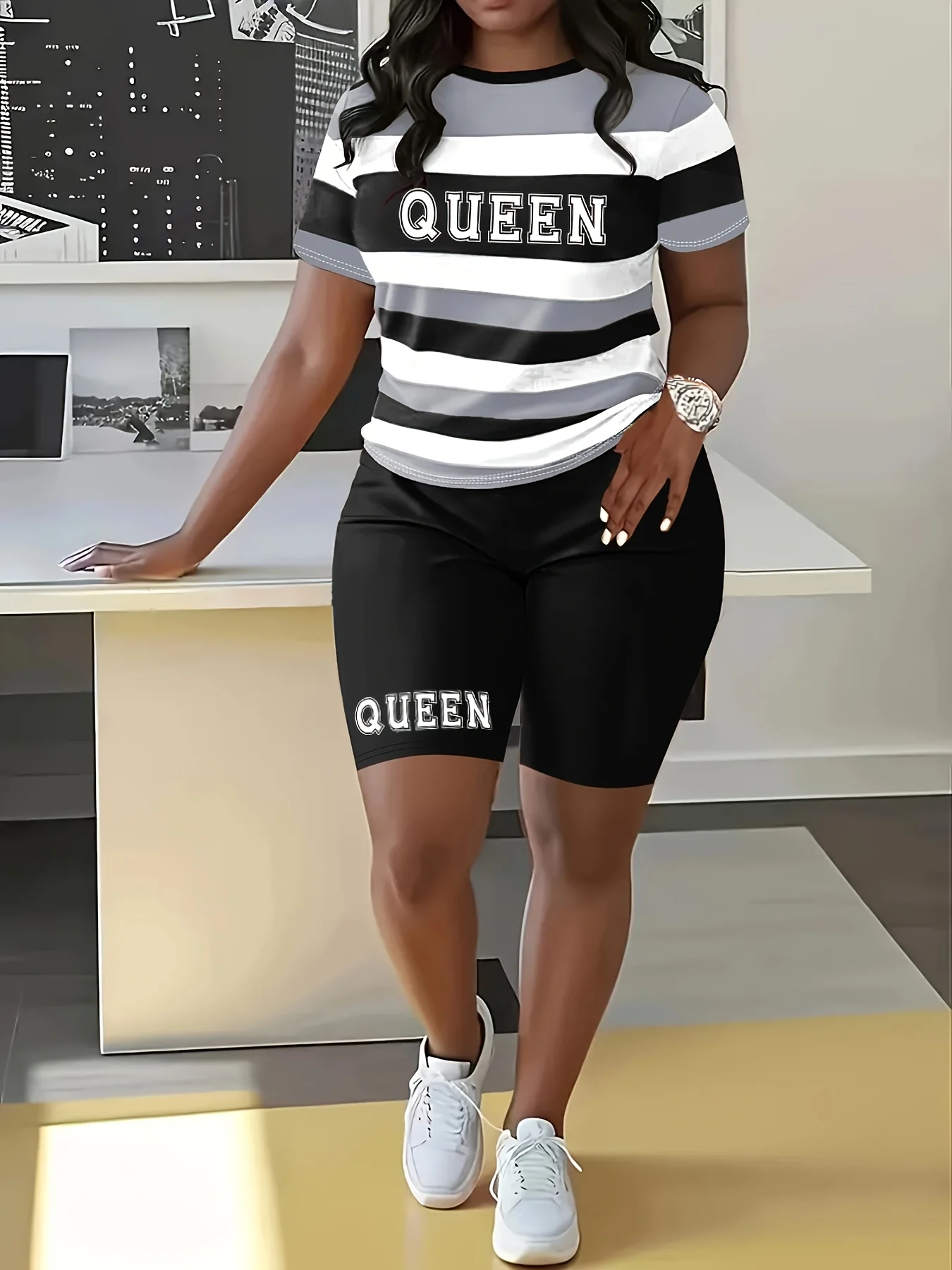 

Модный повседневный спортивный костюм 2025 года в стиле хип-хоп, уличный стиль, спортивная футболка на открытом воздухе с 3D принтом, комплект с шортами