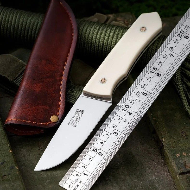 New Hot Selling M390 High Hardness Scandi Knife Mirror Polish Bone Handle Collectible Camping Survival Fruit Knife