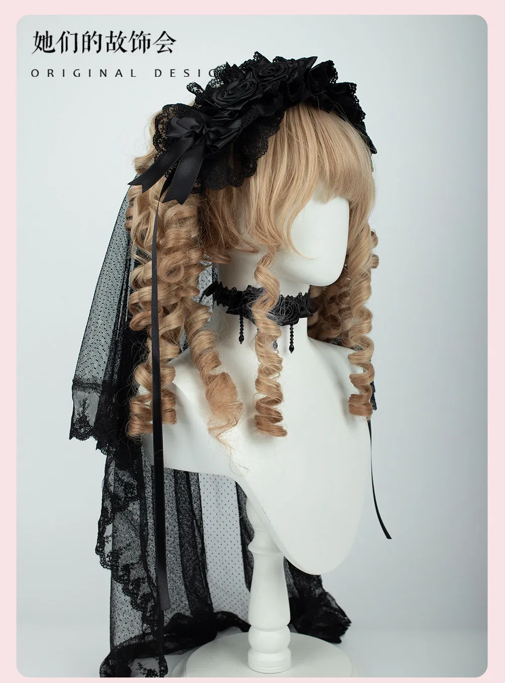 Hairpin Pair Flower Maru Veil Bow Lace Black Headband Flat Cap Handmade Small Lolita Hair Accessories