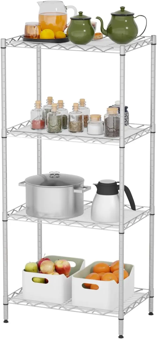 

4-ярусный металлический стеллаж с проволочными полками, грузоподъемность 600 фунтов, для гаража, простая установка