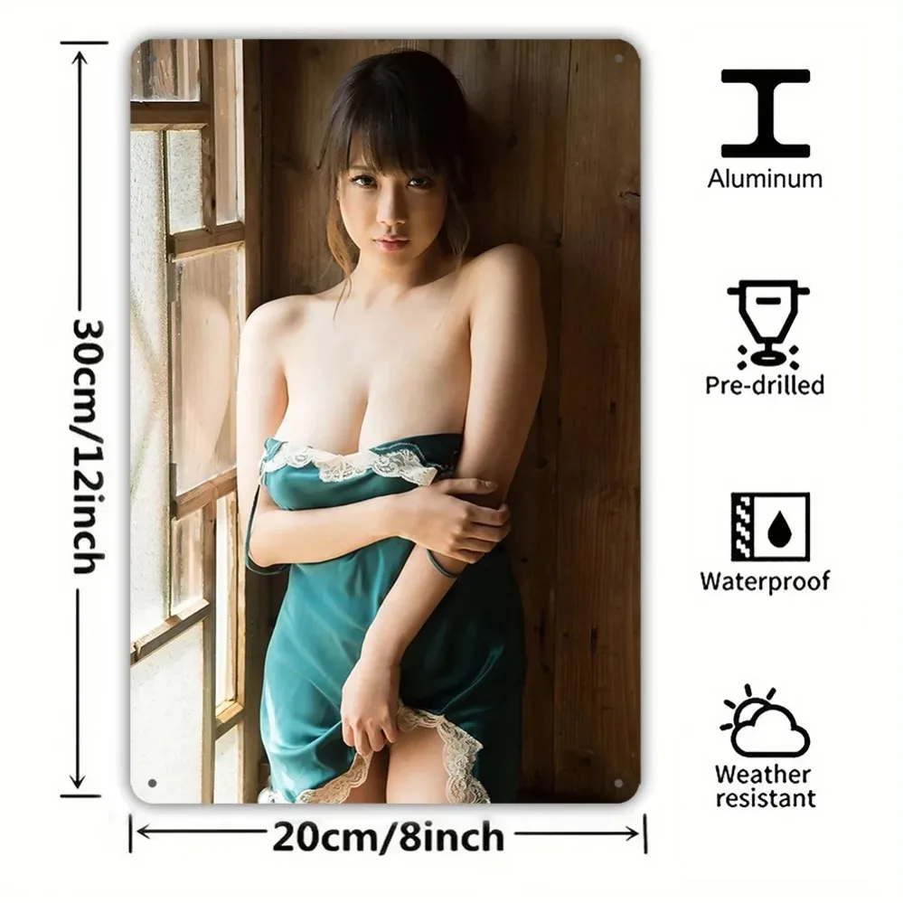 خمر الألومنيوم تسجيل امرأة آسيوية صورة ظلية جدار الفن 8x12 بوصة مقاوم للماء ديكور المنزل بار #2