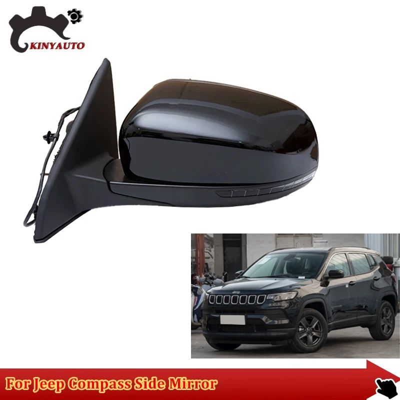 

For Jeep Compass 17-21 Side External Rearview Rear View Mirror Assembly Assy INCL Lens Turn Signal Light Shell Cover Holder