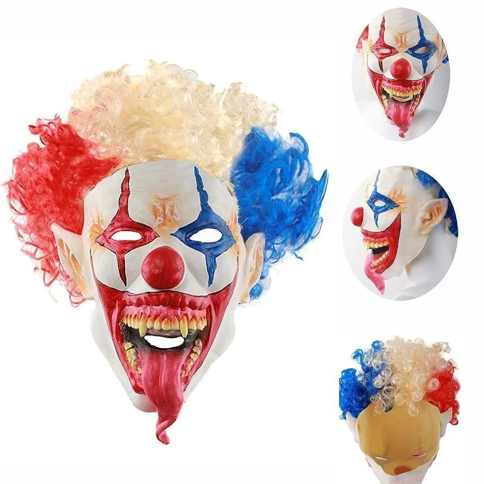 Clown Mask Horror Scary Mask for Dress up Stage Show Party Holiday Haunted House