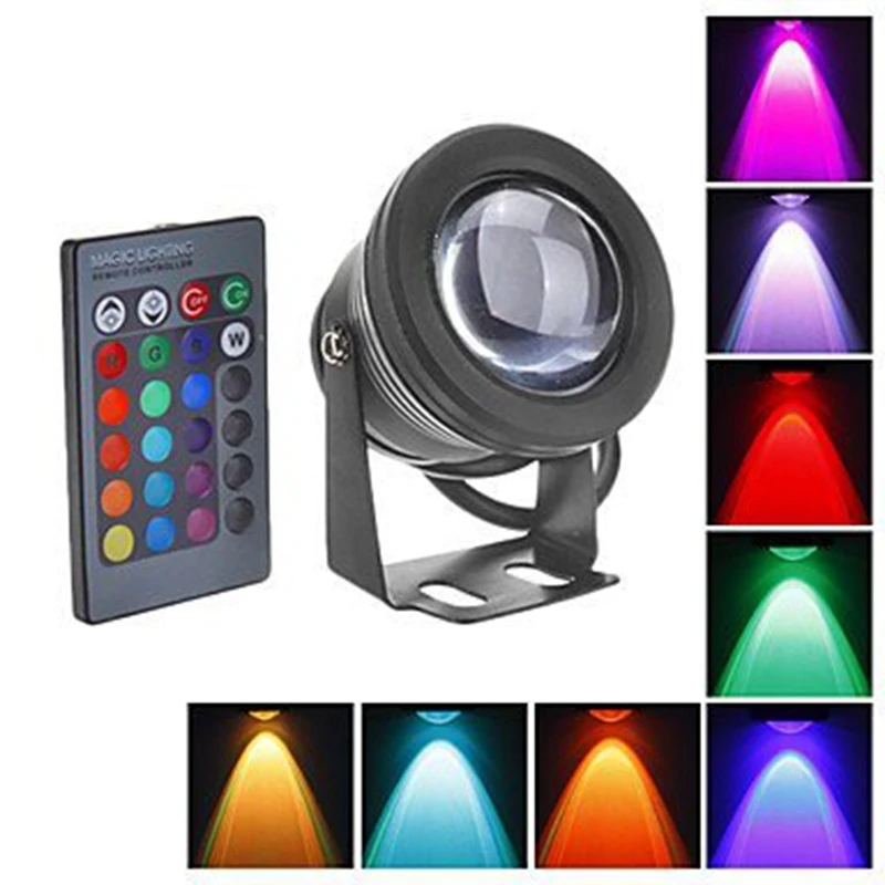 RGB Underwater Light LED Fountain Pool Light Infrared Remote Control 10w Colorful Fish Bowl Light Without Plug 12v