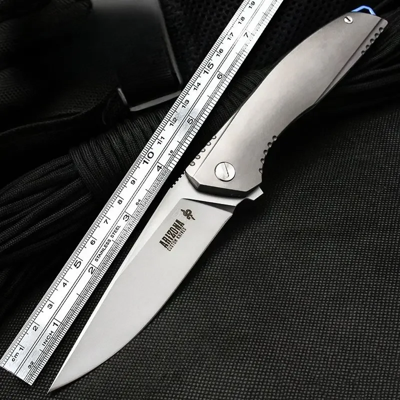 

Titanium VG10 steel high hardness folding outdoor knife sharp field survival portable knife self-defense tool