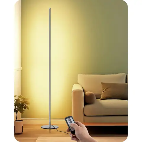 LED Floor Lamp with Remote 57.5 Minimalist Dimmable Slim Corner Light for Living Room Bedroom Office Spaces 3000K Warm White Li