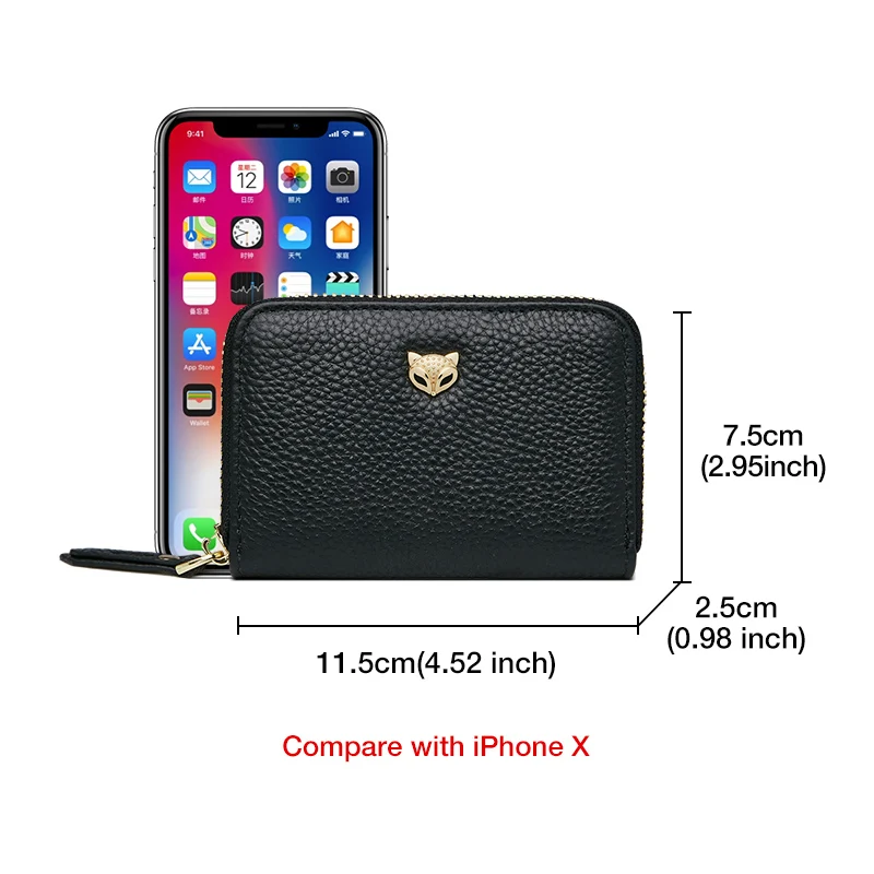 FOXER New Fashion Women\'s Luxury Leather Coin Purse Chic Mother\'s Small Coin Purse Short Solid Color Multi-Card Position Clutch