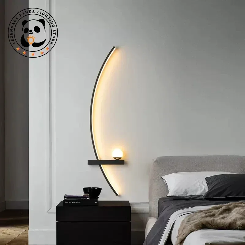 Modern LED Wall Lamps Minimalist Metallic Luster Decorative Wall Sconces for Bedroom Bedside Study Home Indoor Lighting Fixture