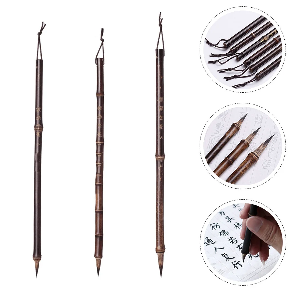 

3pcs Chinese Calligraphy Brush Set Traditional Painting Pen For Watercolor Drawing Writing Sumi Ink Art Student Diy Tool