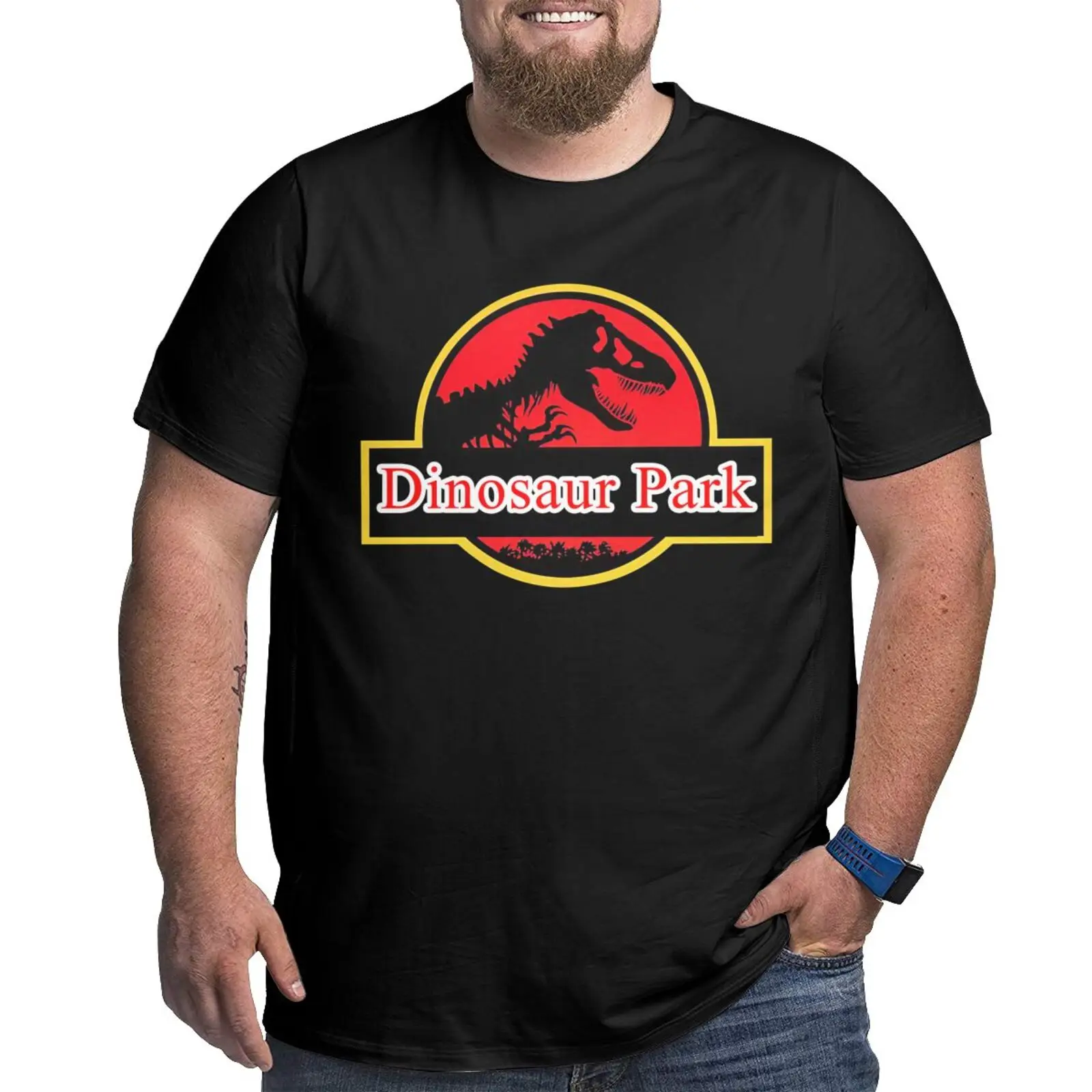 Dinosaur Park Graphic T Shirts Plus Size T-shirt for Big and Tall Men Cotton Short Sleeve Top Tee Clothing 1X-6XL 2025 New