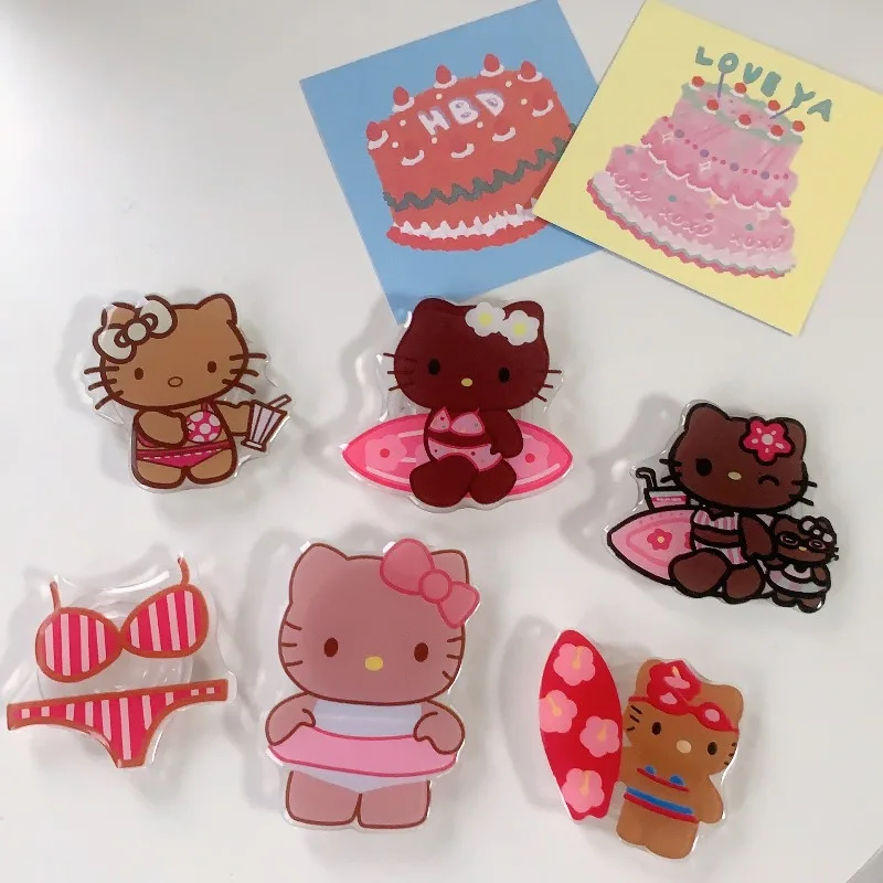 Kawaii Hello Kitty Phone Holder Is Suitable for Any Phone Airbag Holder Foldable Cute Cartoon Anime Girl Student Gift Wholesale