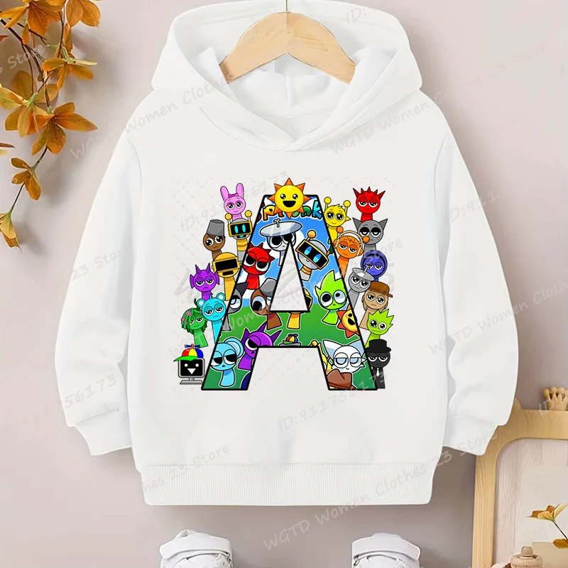 

Cute Sprunki 26 Alphabet Graphic Hooded Hoodies Children Boys Girls Hot Selling Tops Long Sleeve Game Sprunki Graphic Sweatshirt