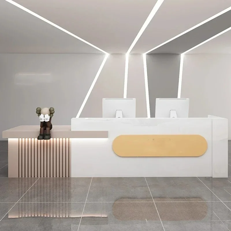 ZBeauty Stylish Reception Desks Retro Design Unique Checkout Reception Desks Luxury Mdf Mostrador Negocio Commercial FurnitureZ