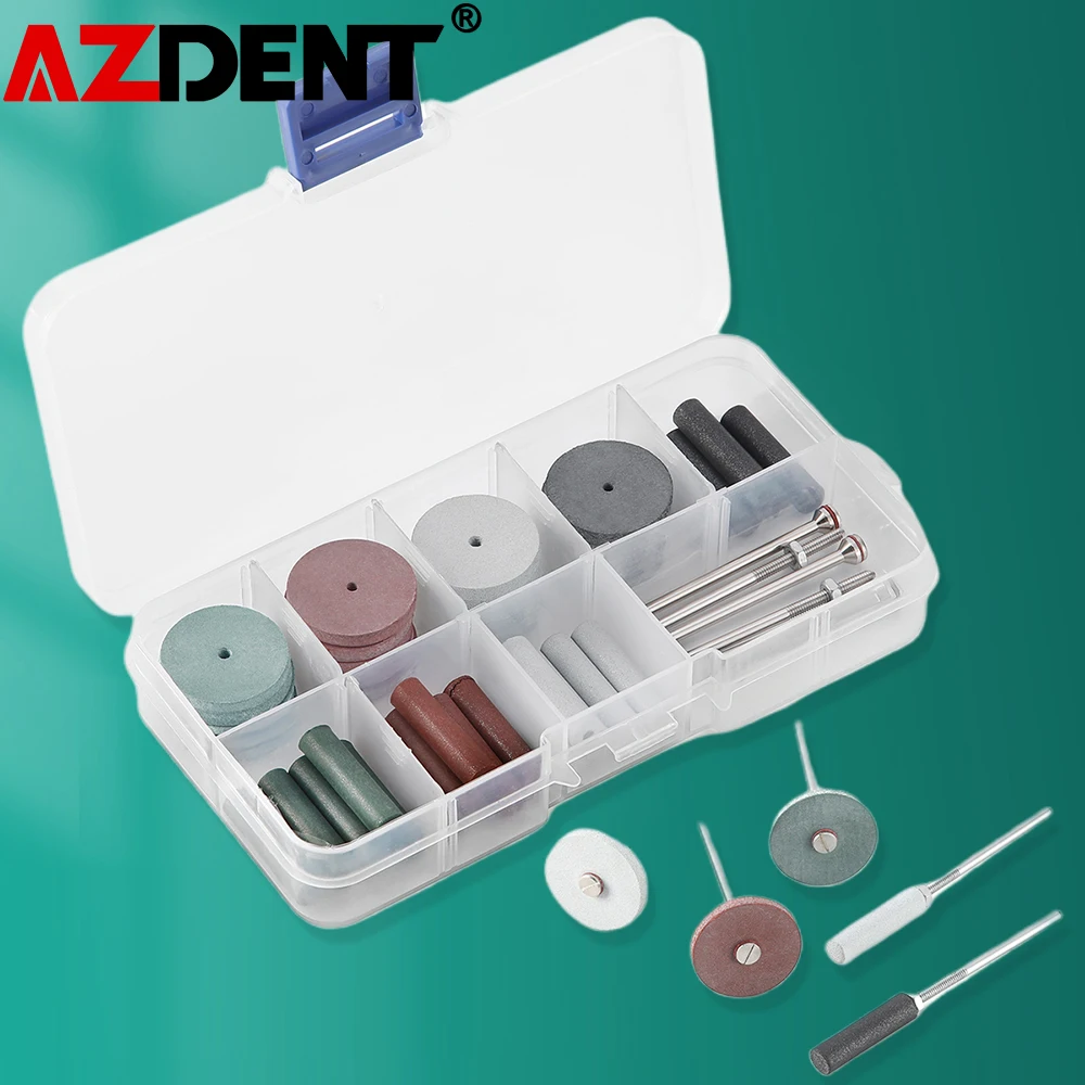 45Pcs Azdent Dental Polishing Wheels Kit Lab Silicone Rubber Polishing Wheels 5 Mandrel Shank Hand Pieces Rotary Tools Dentistry