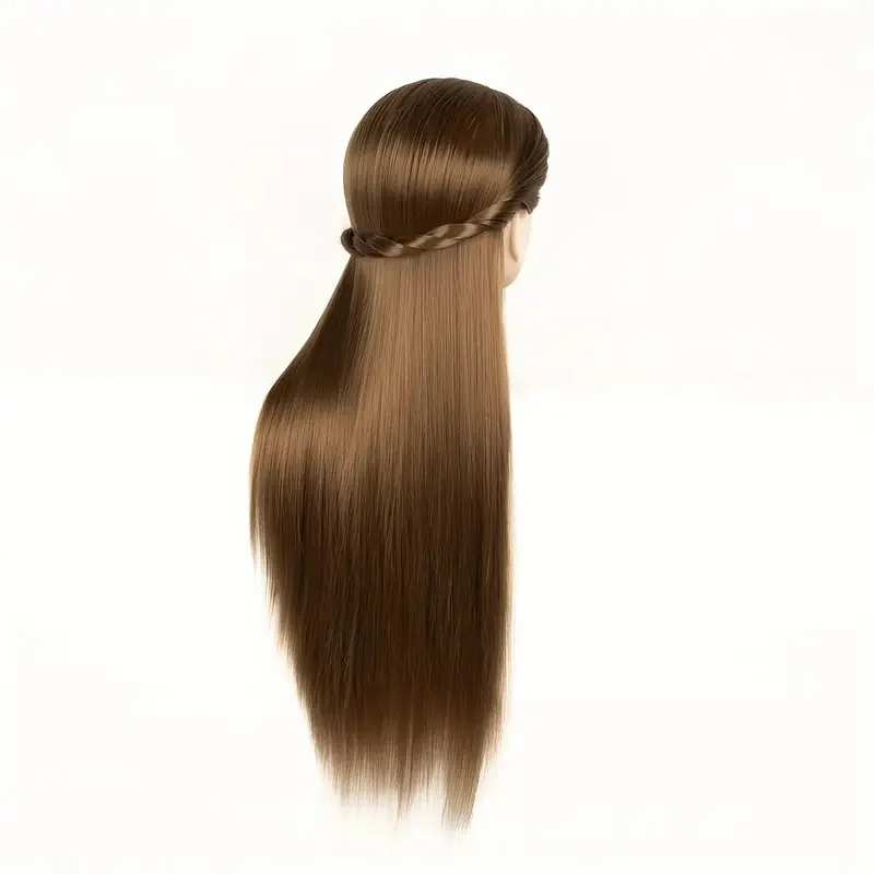 رأس عارضة أزياء مقاس 24 بوصة، رأس دمية لممارسة مستحضرات التجميل مع شعر، رأس تجديل لتصفيف الشعر