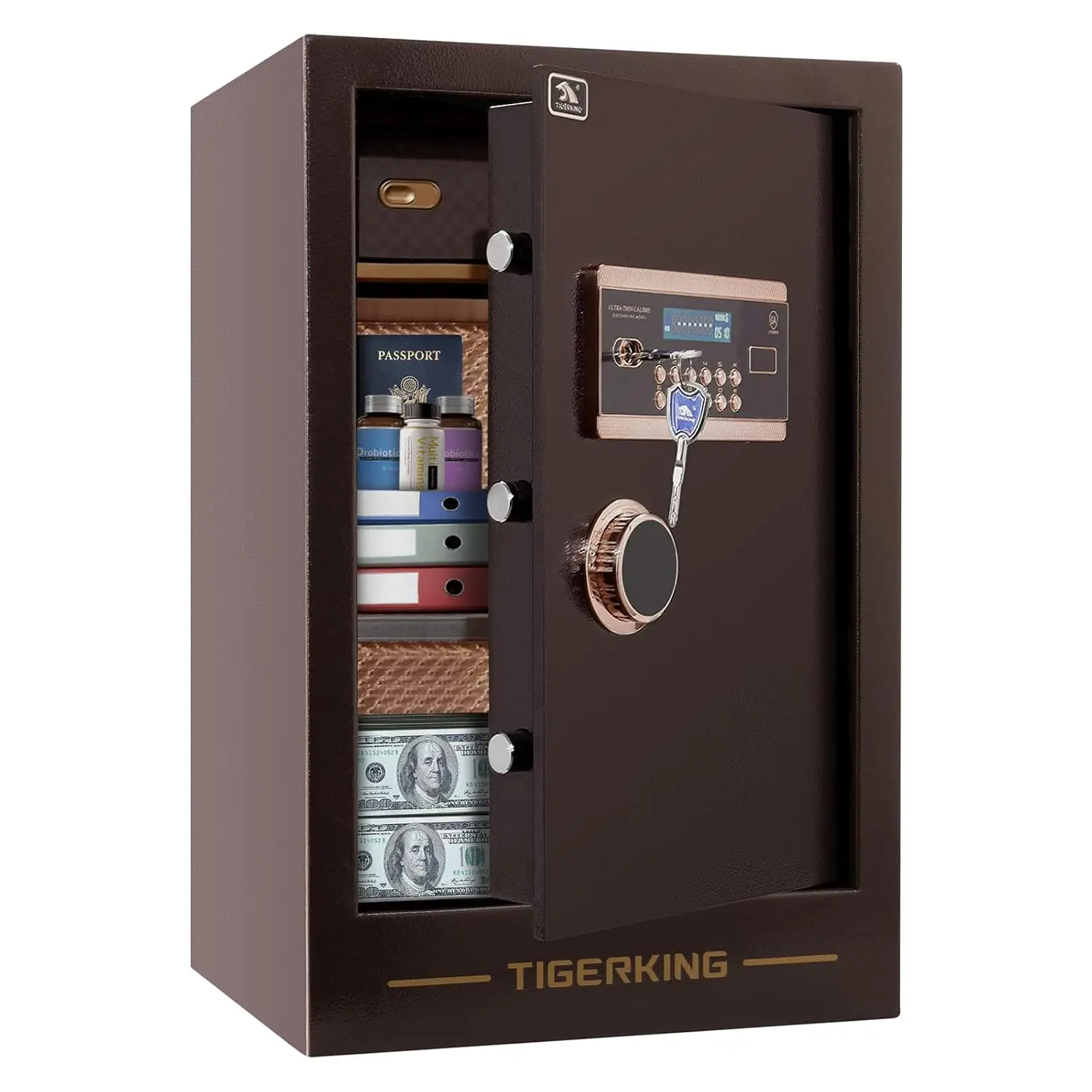 

Сейф для дома большой вместимости (3,47 куб. фута), усиленный, с цифровым замком и кодовым замком, встроенный запираемый ящик, двойной, настраиваемый